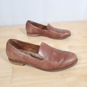 Korks Women's Sz 9 Brown Leather Loafers Flats Minimalist Lagenlook Classic Mod